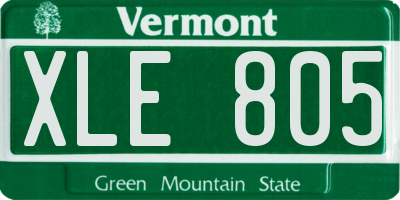 VT license plate XLE805