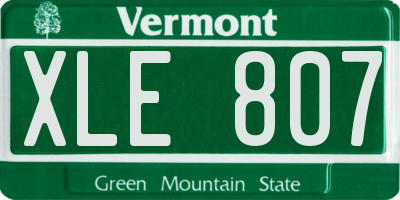 VT license plate XLE807