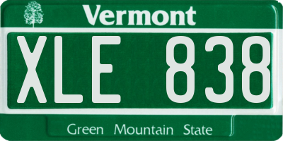 VT license plate XLE838