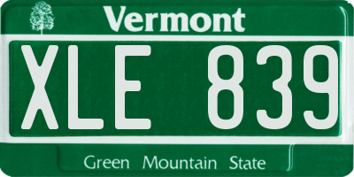 VT license plate XLE839