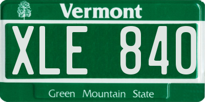 VT license plate XLE840