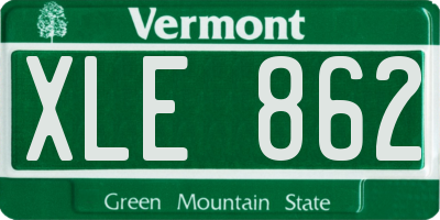 VT license plate XLE862