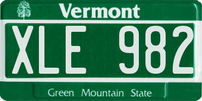 VT license plate XLE982