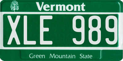 VT license plate XLE989
