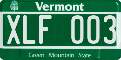 VT license plate XLF003