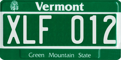 VT license plate XLF012