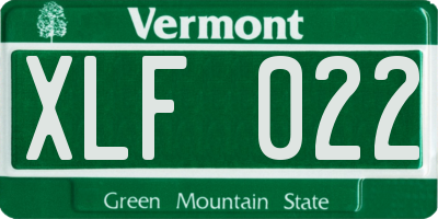 VT license plate XLF022