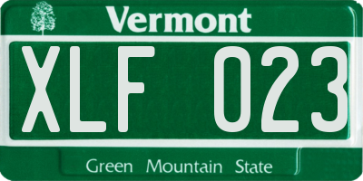 VT license plate XLF023