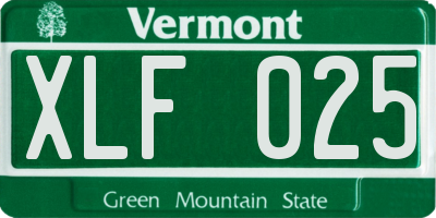 VT license plate XLF025