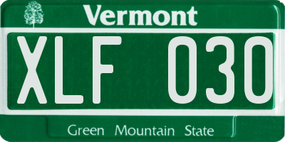 VT license plate XLF030
