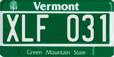 VT license plate XLF031