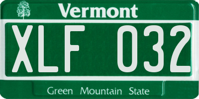 VT license plate XLF032
