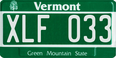 VT license plate XLF033