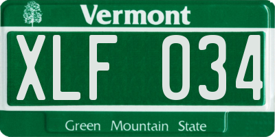 VT license plate XLF034