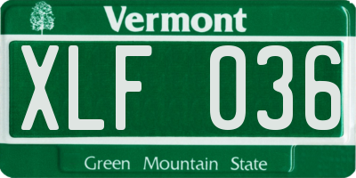 VT license plate XLF036