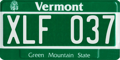 VT license plate XLF037