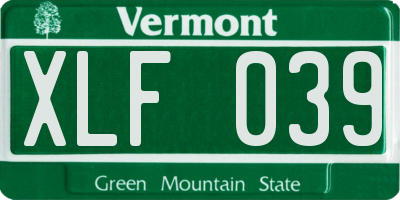 VT license plate XLF039
