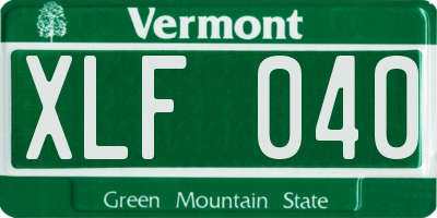 VT license plate XLF040