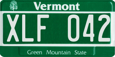 VT license plate XLF042