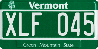 VT license plate XLF045