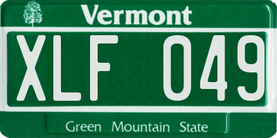 VT license plate XLF049