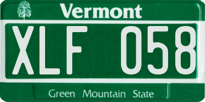 VT license plate XLF058
