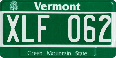 VT license plate XLF062