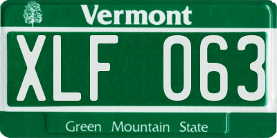 VT license plate XLF063