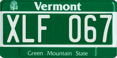 VT license plate XLF067