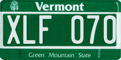 VT license plate XLF070