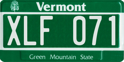 VT license plate XLF071