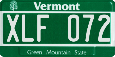 VT license plate XLF072