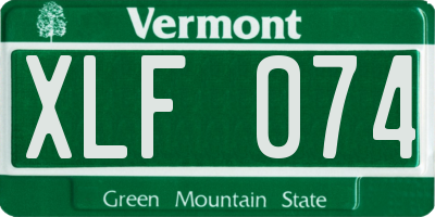VT license plate XLF074