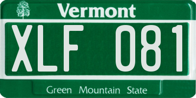 VT license plate XLF081