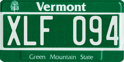 VT license plate XLF094