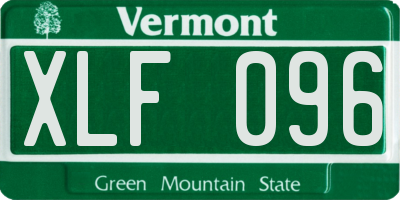 VT license plate XLF096