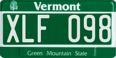 VT license plate XLF098