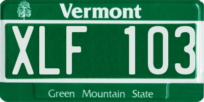 VT license plate XLF103