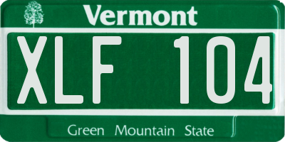VT license plate XLF104