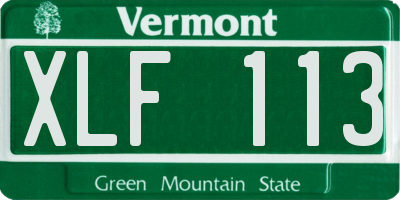 VT license plate XLF113