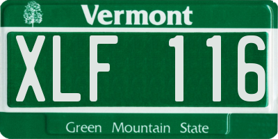 VT license plate XLF116