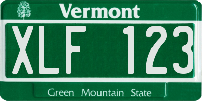 VT license plate XLF123