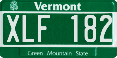 VT license plate XLF182