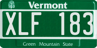 VT license plate XLF183