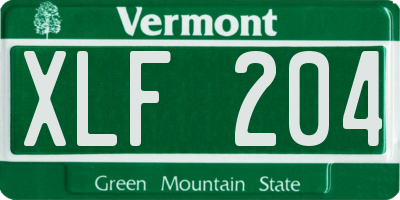 VT license plate XLF204