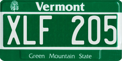 VT license plate XLF205