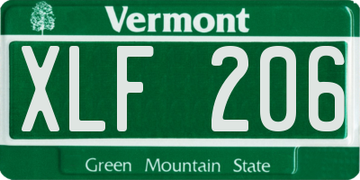 VT license plate XLF206