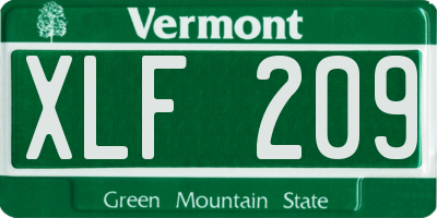 VT license plate XLF209