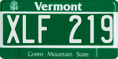 VT license plate XLF219