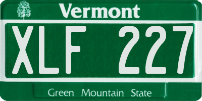 VT license plate XLF227